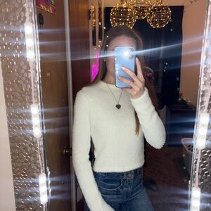 Anthropologie Cream Fuzzy Sweater